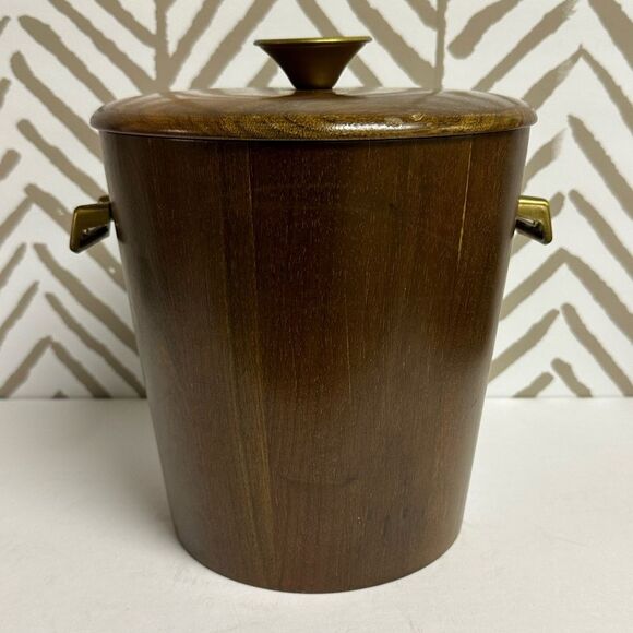 Vintage MCM Vermillion Walnut Co Ice Bucket - Picture 1 of 12
